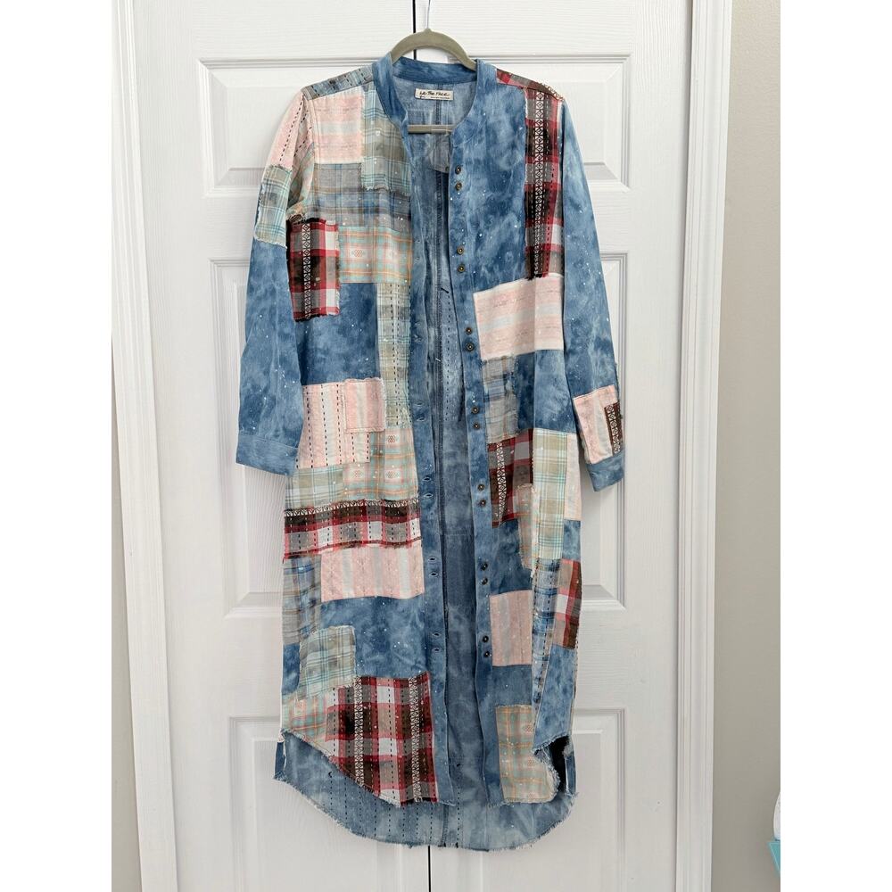 Free People We The Free Phoenix Patched Shirt Dress Duster New Small - Picture 3 of 8